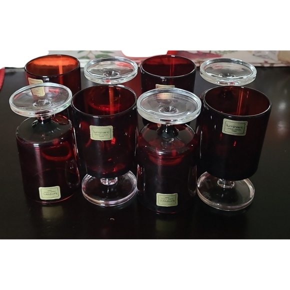 Vintage Luminarc Arcoroc France Ruby Red Stemmed Glass Goblet 4" - Picture 3 of 9